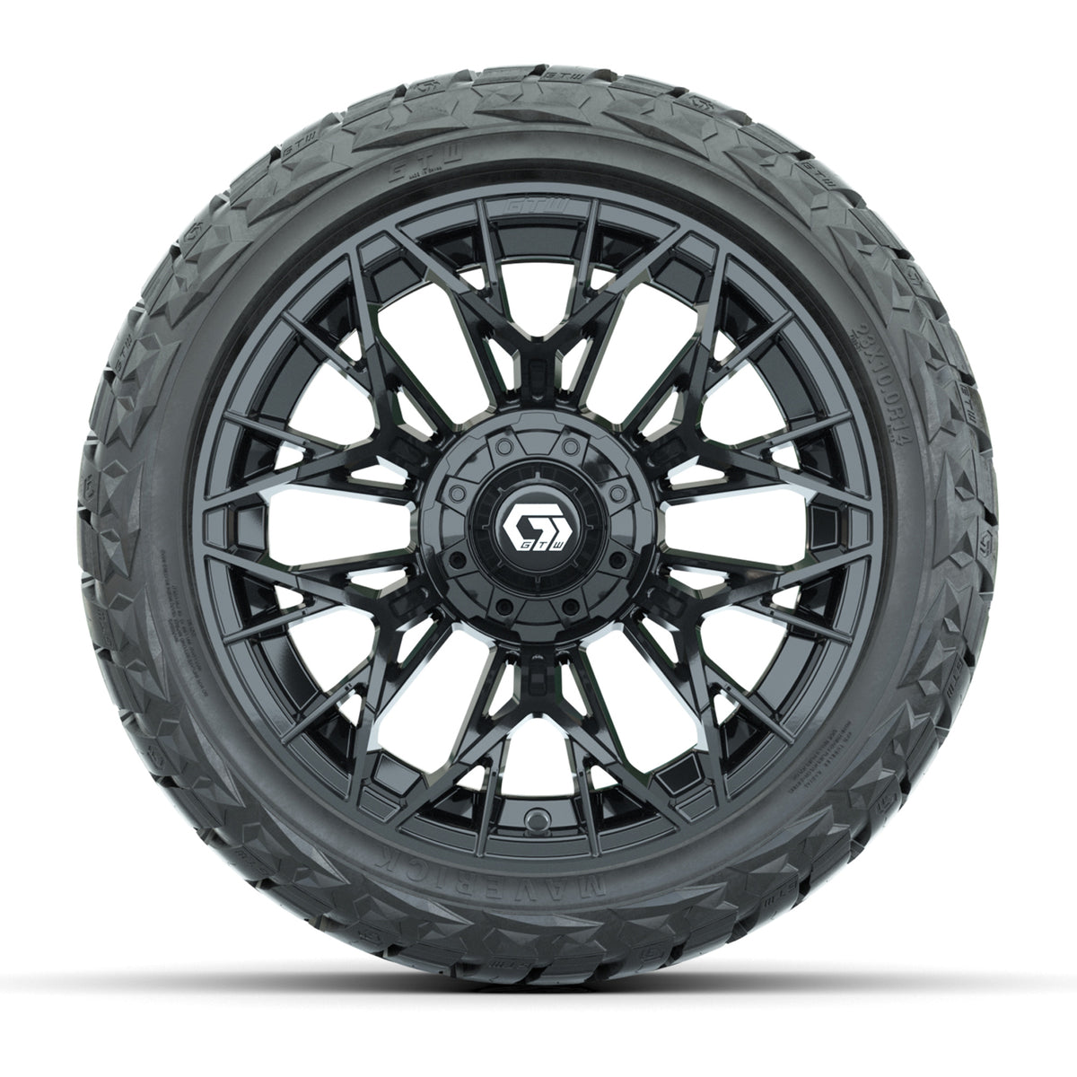 14" GTW Stellar Wheels Matte Black and Maverick 23x10.00-R14 All Terrain Tires Set of 4