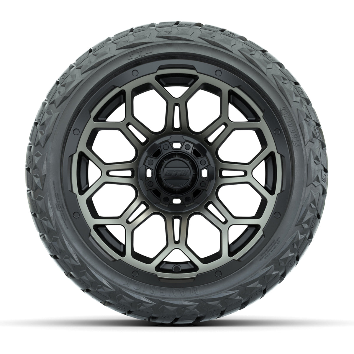 14" GTW Bravo Wheels Matte Bronze and Maverick 23x10.00-R14 All Terrain Tires Set of 4