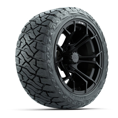 14" GTW Spyder Wheels Matte Black and Maverick Low Profile & All Terrain Tires Combo Set of 4