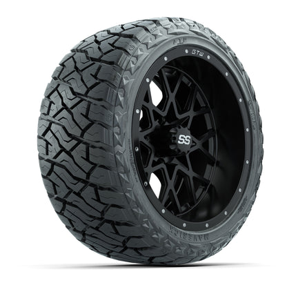 14" GTW Vortex Wheels Matte Black and Maverick Low Profile & All Terrain Tires Combo Set of 4