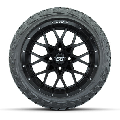 14" GTW Vortex Wheels Matte Black and Maverick Low Profile & All Terrain Tires Combo Set of 4