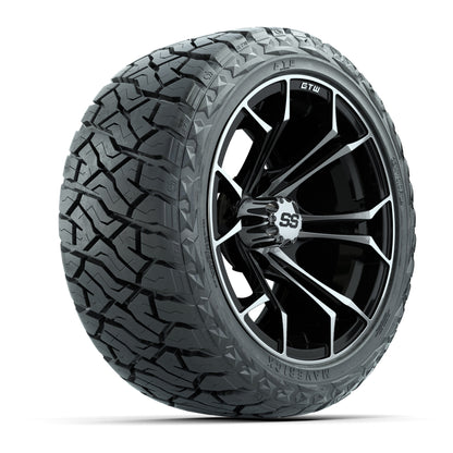14" GTW Spyder Wheels Machined Black and Maverick Low Profile & All Terrain Tires Combo Set of 4