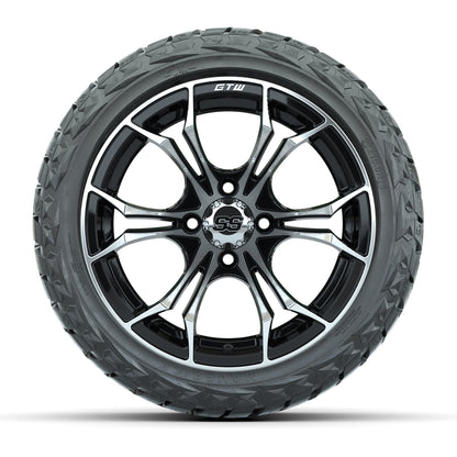 14" GTW Spyder Wheels Machined Black and Maverick Low Profile & All Terrain Tires Combo Set of 4