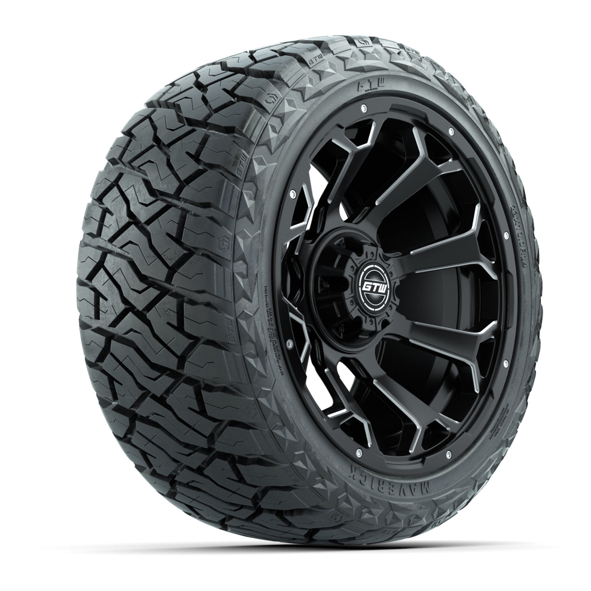 14" GTW Raven Wheels Matte Black and Maverick Low Profile & All Terrain Tires Combo Set of 4