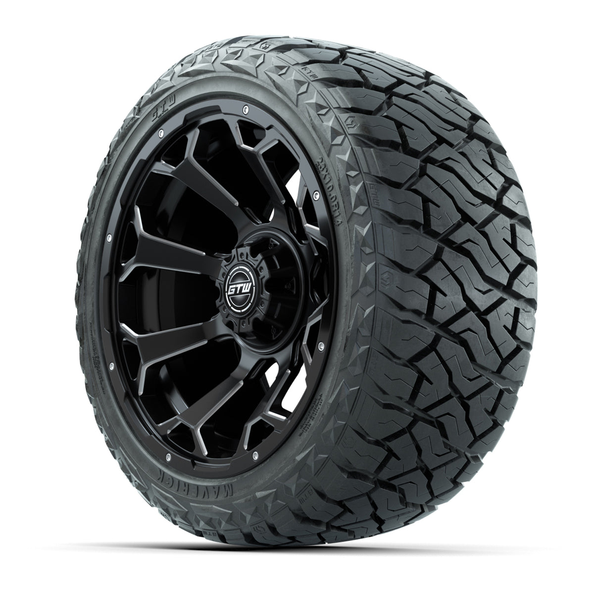 14" GTW Raven Wheels Matte Black and Maverick Low Profile & All Terrain Tires Combo Set of 4