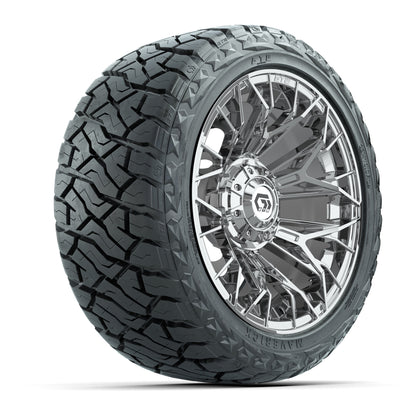 14" GTW Stellar Wheels Chrome and Maverick Low Profile & All Terrain Tires Combo Set of 4