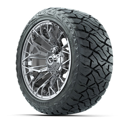 14" GTW Stellar Wheels Chrome and Maverick Low Profile & All Terrain Tires Combo Set of 4