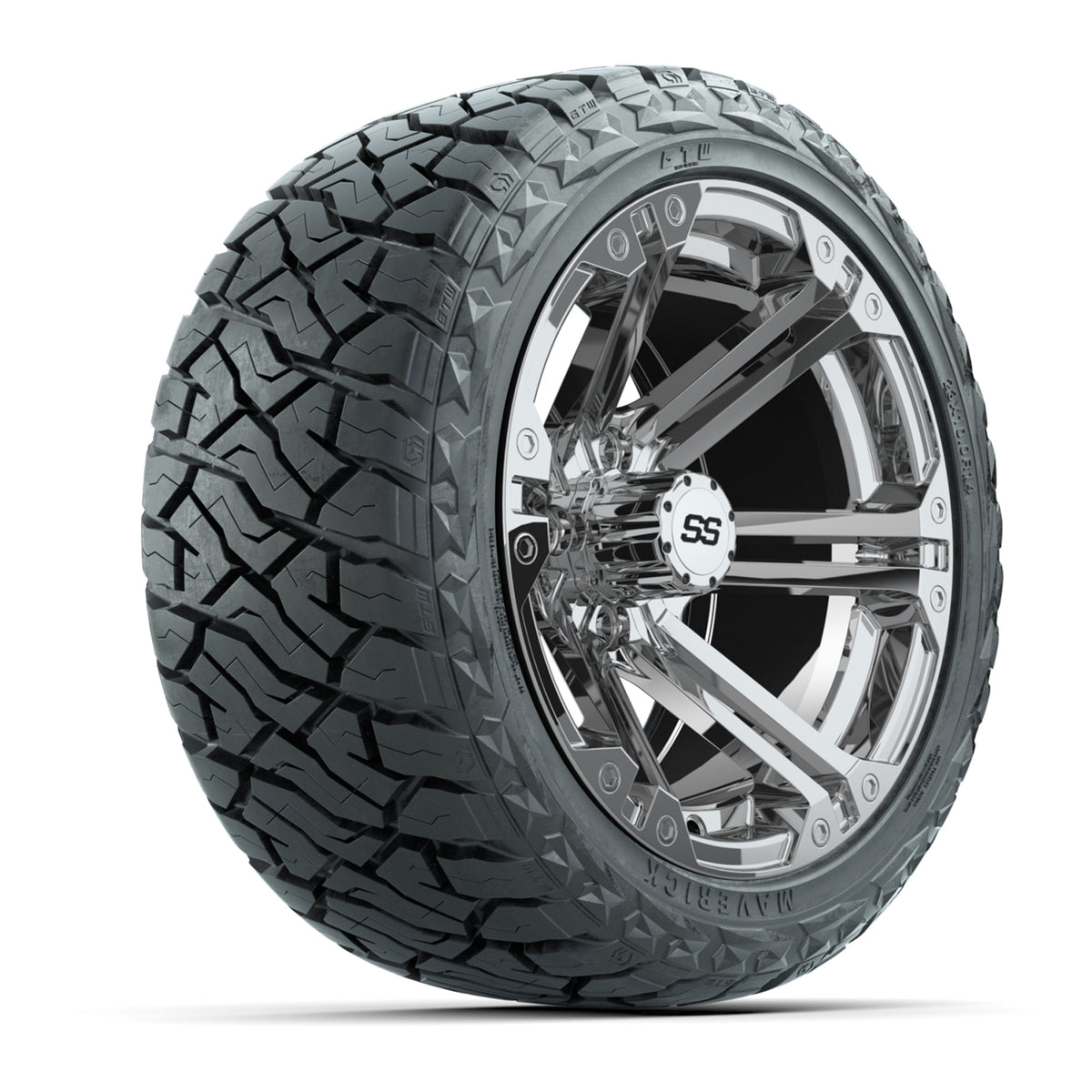 14" GTW Specter Wheels Chrome and Maverick Low Profile & All Terrain Tires Combo Set of 4