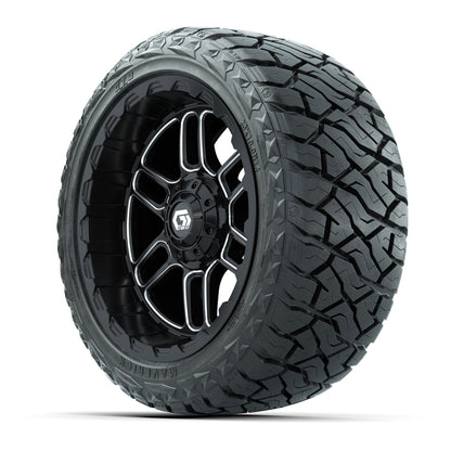 14" GTW Titan Wheels Machined Black and Maverick Low Profile & All Terrain Tires Combo Set of 4