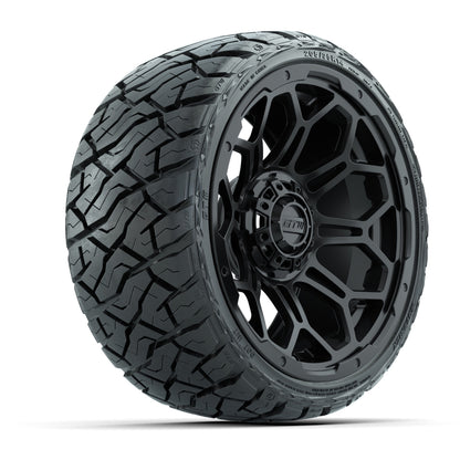14" GTW Bravo Wheels Matte Black and Maverick 205/35-R14 Low Profile All Terrain Tires Set of 4