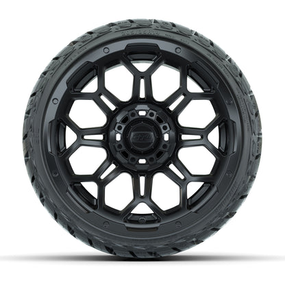 14" GTW Bravo Wheels Matte Black and Maverick 205/35-R14 Low Profile All Terrain Tires Set of 4
