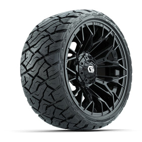 14" GTW Stellar Wheels Black and Maverick 205/35-R14 Low Profile All Terrain Tires Set of 4