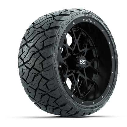 14" GTW Vortex Wheels Matte Black and Maverick Low Profile & All Terrain Tires Combo Set of 4