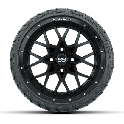 14" GTW Vortex Wheels Matte Black and Maverick Low Profile & All Terrain Tires Combo Set of 4