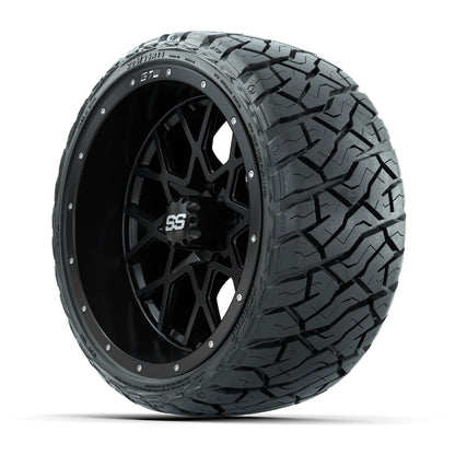 14" GTW Vortex Wheels Matte Black and Maverick Low Profile & All Terrain Tires Combo Set of 4