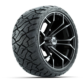 14" GTW Spyder Wheels Machined Black and Maverick Low Profile & All Terrain Tires Combo Set of 4