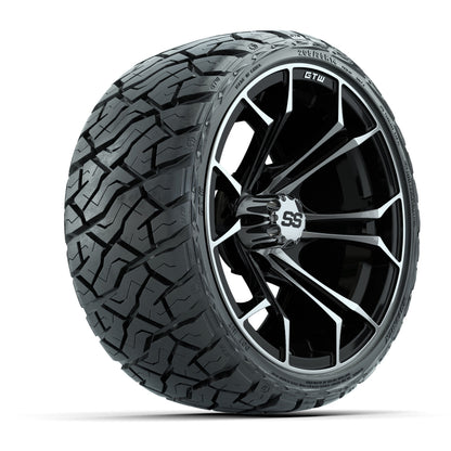 14" GTW Spyder Wheels Machined Black and Maverick Low Profile & All Terrain Tires Combo Set of 4
