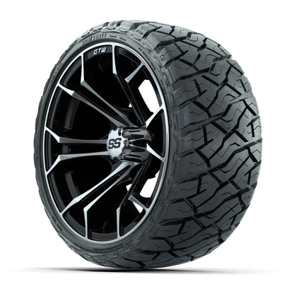 14" GTW Spyder Wheels Machined Black and Maverick Low Profile & All Terrain Tires Combo Set of 4