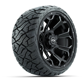 14" GTW Raven Wheels Matte Black and Maverick Low Profile & All Terrain Tires Combo Set of 4