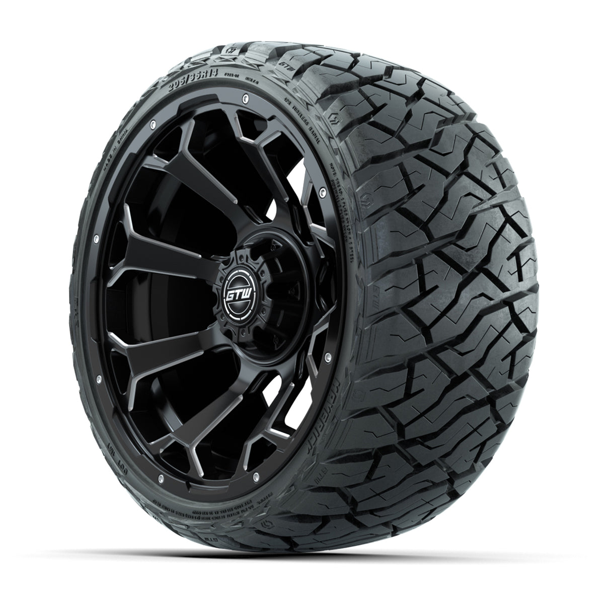 14" GTW Raven Wheels Matte Black and Maverick Low Profile & All Terrain Tires Combo Set of 4