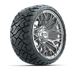 14" GTW Stellar Wheels Chrome and Maverick Low Profile & All Terrain Tires Combo Set of 4