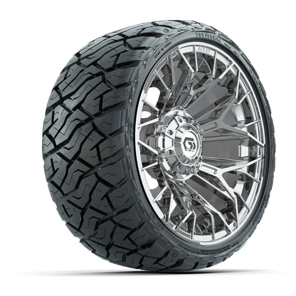 14" GTW Stellar Wheels Chrome and Maverick Low Profile & All Terrain Tires Combo Set of 4