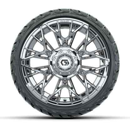 14" GTW Stellar Wheels Chrome and Maverick Low Profile & All Terrain Tires Combo Set of 4