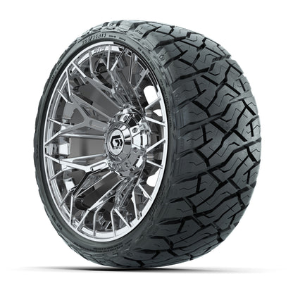 14" GTW Stellar Wheels Chrome and Maverick Low Profile & All Terrain Tires Combo Set of 4