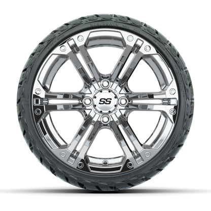 14" GTW Specter Wheels Chrome and Maverick Low Profile & All Terrain Tires Combo Set of 4