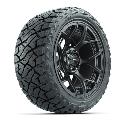 15" GTW MadJax Wheels Flow Form Evolution Matte Black and Maverick 23x10.00-R15 All Terrain Tires Combo Set of 4