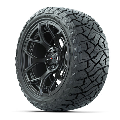15" GTW MadJax Wheels Flow Form Evolution Matte Black and Maverick 23x10.00-R15 All Terrain Tires Combo Set of 4