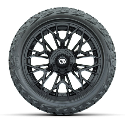 15" GTW Stellar Wheels Matte Black and Maverick 23x10.00-R15 All Terrain Tires Combo Set of 4