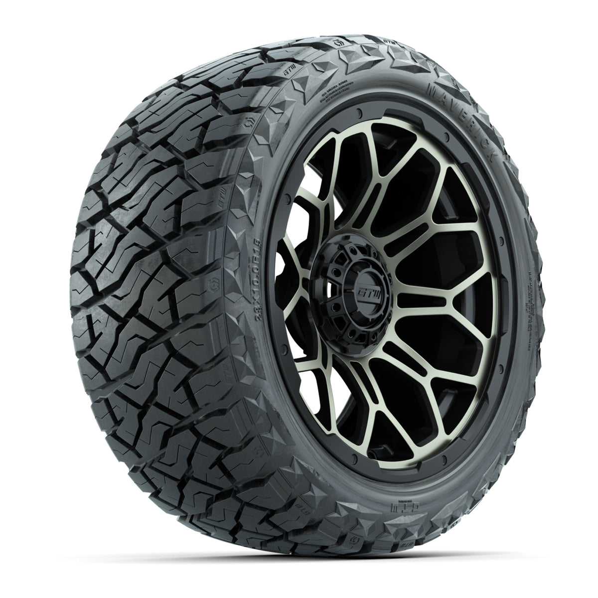 15" GTW Bravo Wheels Matte Bronze and Maverick 23x10.00-R15 All Terrain Tires Combo Set of 4
