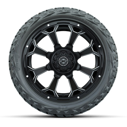 15" GTW Raven Wheels Matte Black and Maverick 23x10.00-R15 All Terrain Tires Combo Set of 4