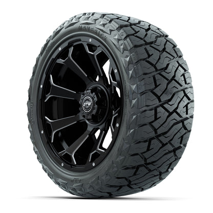 15" GTW Raven Wheels Matte Black and Maverick 23x10.00-R15 All Terrain Tires Combo Set of 4
