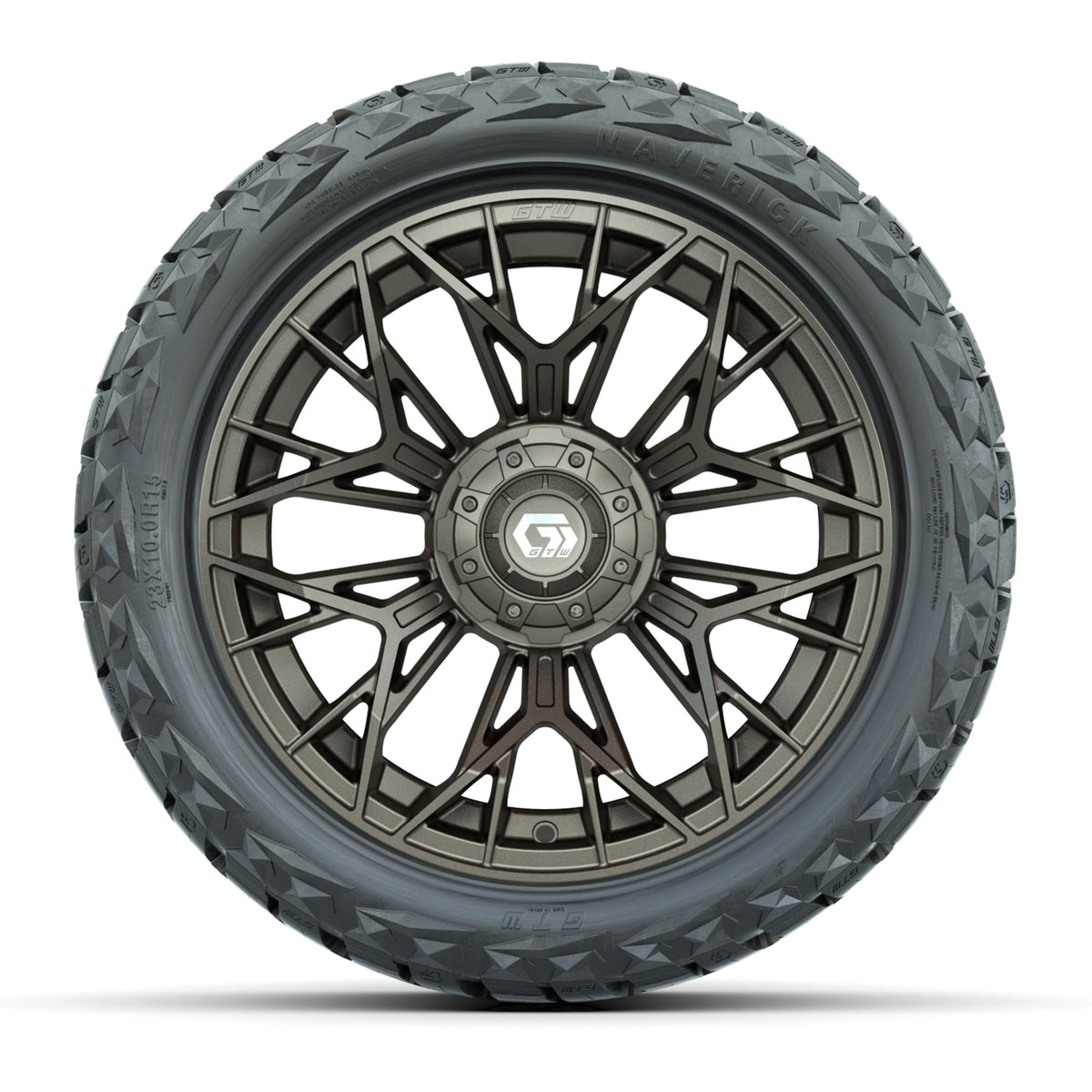 15" GTW Stellar Wheels Matte Bronze and Maverick 23x10.00-R15 All Terrain Tires Combo Set of 4