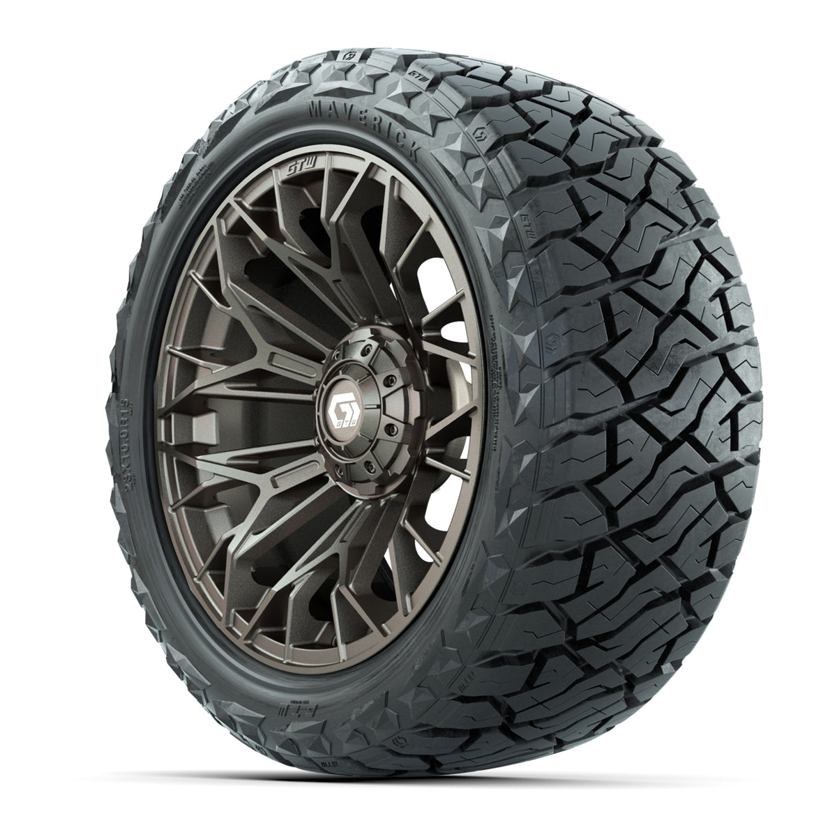 15" GTW Stellar Wheels Matte Bronze and Maverick 23x10.00-R15 All Terrain Tires Combo Set of 4