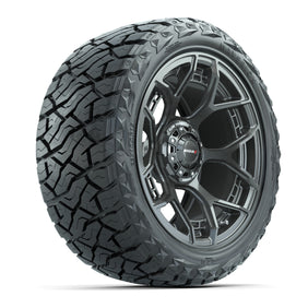 15" GTW MadJax Wheels Flow Form Evolution Gunmetal and Maverick 23x10.00-R15 All Terrain Tires Combo Set of 4