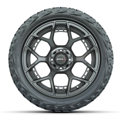 15" GTW MadJax Wheels Flow Form Evolution Gunmetal and Maverick 23x10.00-R15 All Terrain Tires Combo Set of 4