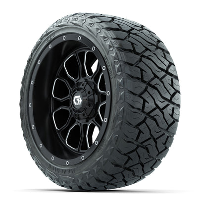 14" GTW Volt Wheels Black/Machined and Maverick 23x10-R14 All Terrain Tires Set of 4