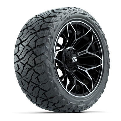 15" GTW Stellar Wheels Machined Black and Maverick 23x10.00-R15 All Terrain Tires Combo Set of 4