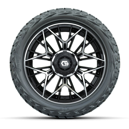 15" GTW Stellar Wheels Machined Black and Maverick 23x10.00-R15 All Terrain Tires Combo Set of 4
