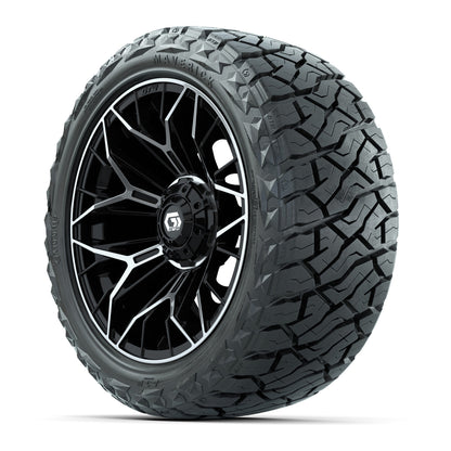 15" GTW Stellar Wheels Machined Black and Maverick 23x10.00-R15 All Terrain Tires Combo Set of 4
