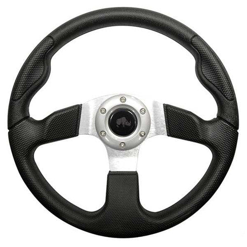 Steering Wheel, Formula GT Black Grip/Brushed Aluminum Spokes 13" Diameter