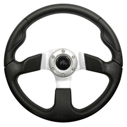 Steering Wheel, Formula GT Black Grip/Brushed Aluminum Spokes 13" Diameter