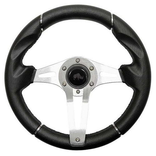 Steering Wheel, Challenger Black Grip/Brushed Aluminum Spokes 13" Diameter