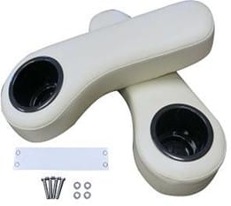 SGC Golf Cart Rear Seat Armrest Cushions w/ Cup Holders (Pure White)