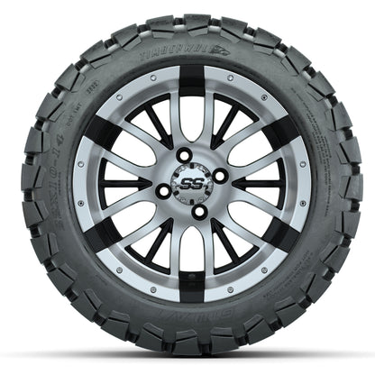 Set of (4) 14 in GTW Diesel Wheels with 22x10-14 GTW Timberwolf All-Terrain Tires