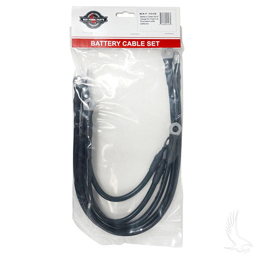 Battery Cable SET, Includes (2) 21" (2) 12" (1) 9" 6 gauge, Club Car Tempo, Onward, Prec w/ 8V Batt