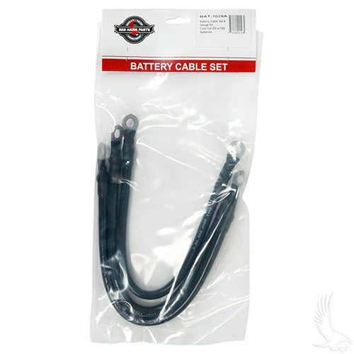 Battery Cable SET, Includes (3) 14" 4 gauge, Club Car DS w/ 12V Batteries